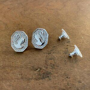 Iconic Swarovski Swan Octagonal Stone Set Stud Earrings |Excellent Condition